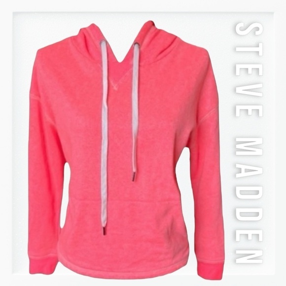 Steve Madden Neon Cropped Hoodie Sweatshirt sz S - Picture 1 of 11